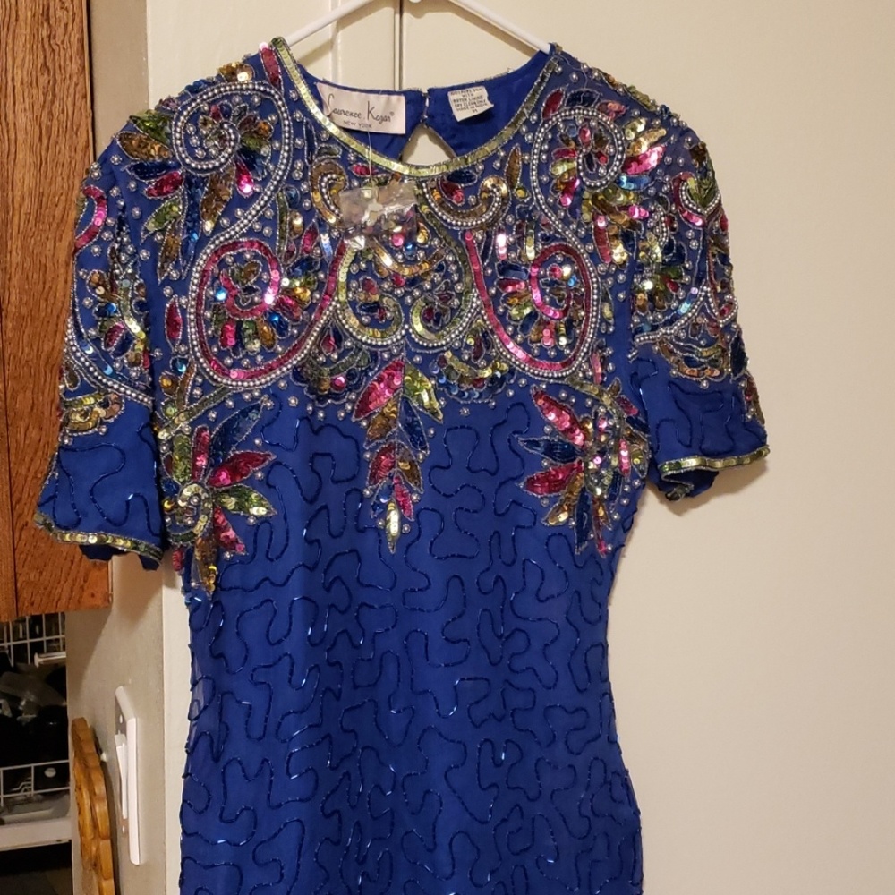 Beautiful, blue Laurence Kazar sequin dress